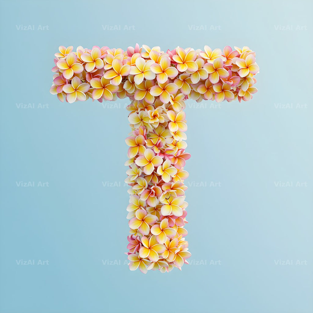Plumeria Frangipani alphabet letter T