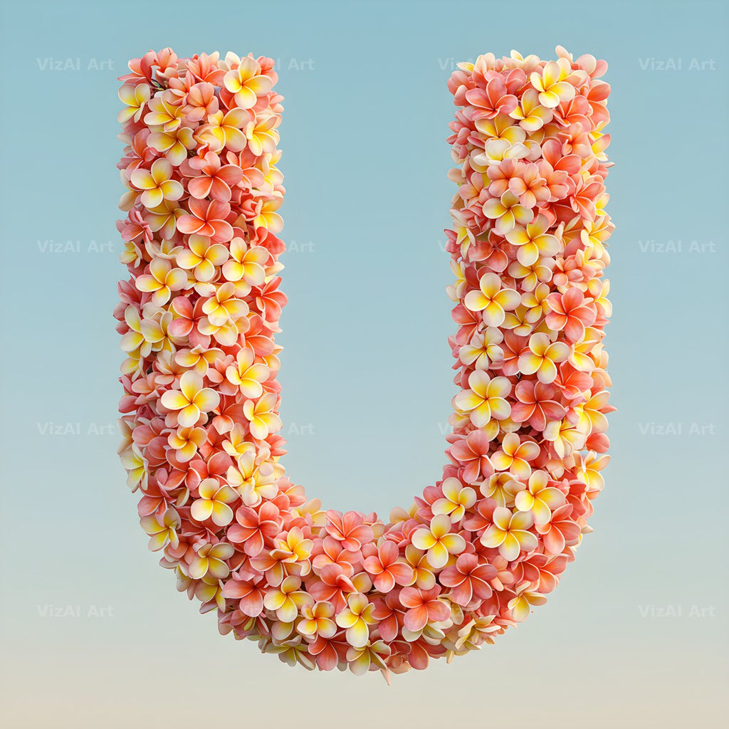 Plumeria Frangipani alphabet letter U