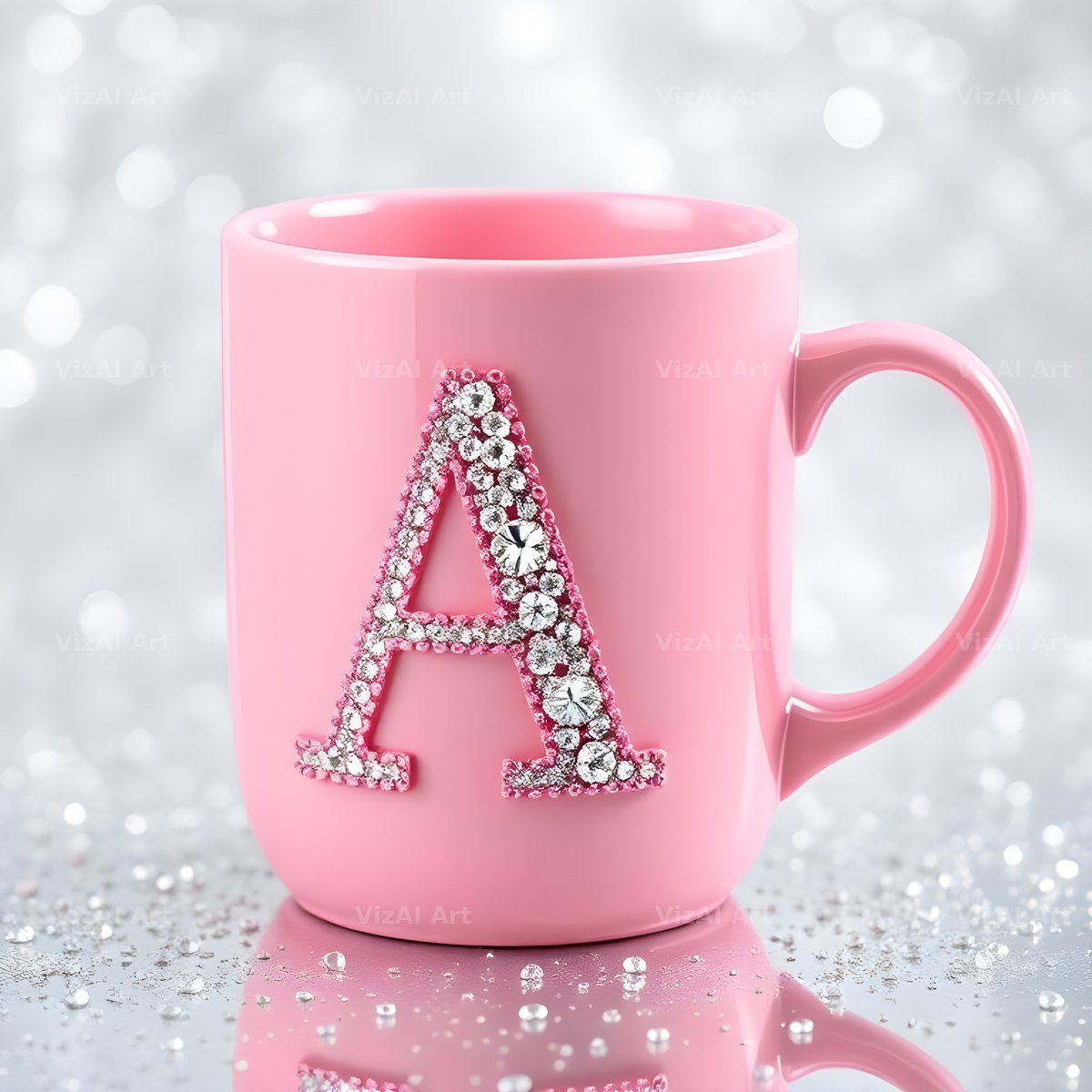 Pink Coffee Mug alphabet letter A
