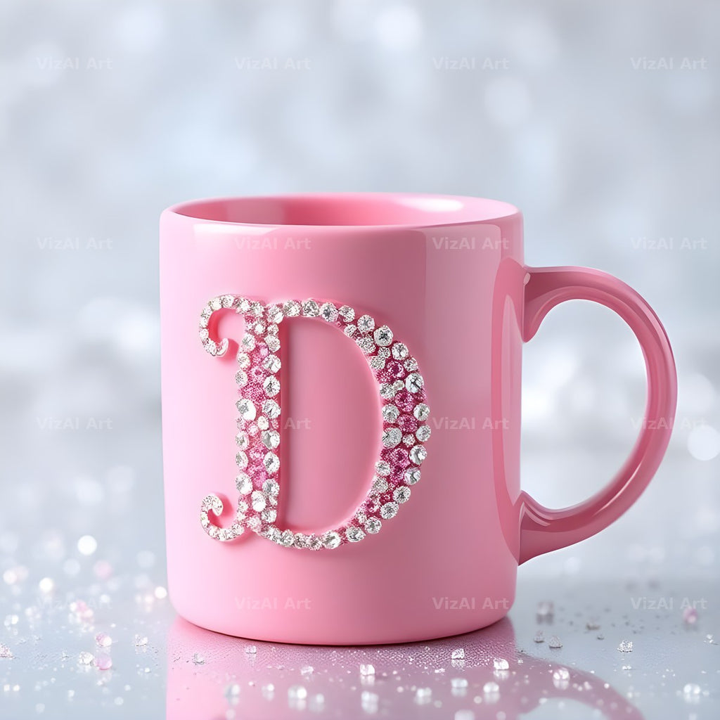 Pink Coffee Mug alphabet letter D