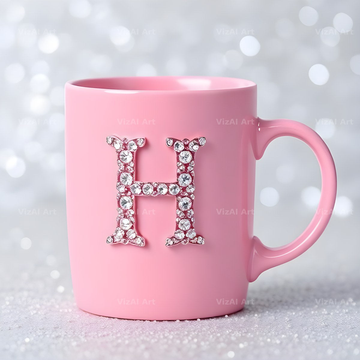 Pink Coffee Mug alphabet letter H