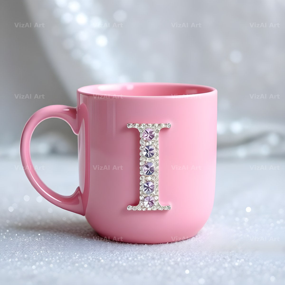 Pink Coffee Mug alphabet letter I