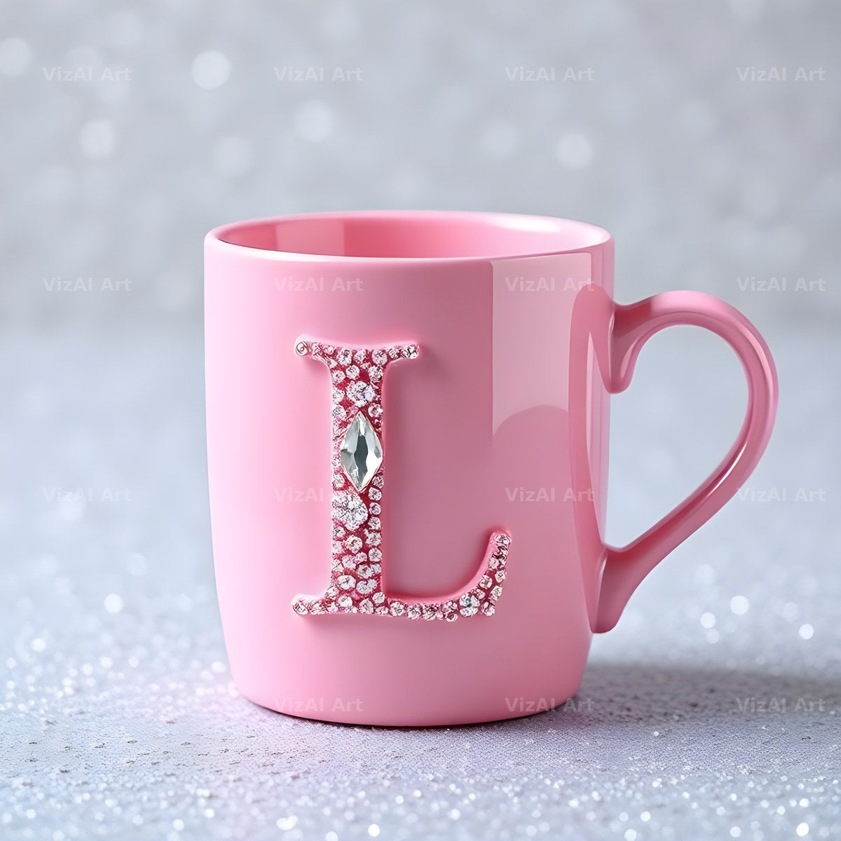 Pink Coffee Mug alphabet letter L