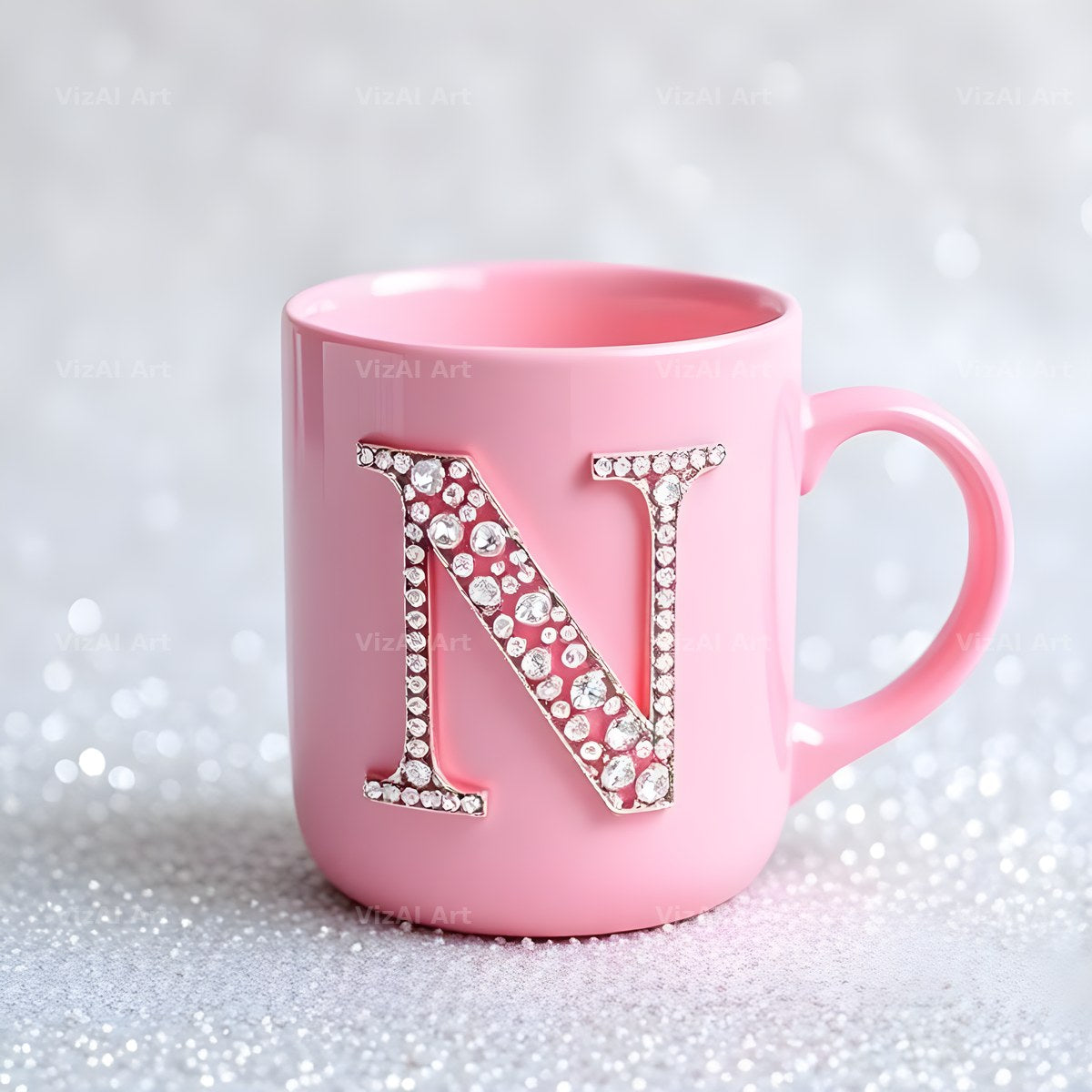 Pink Coffee Mug alphabet letter N