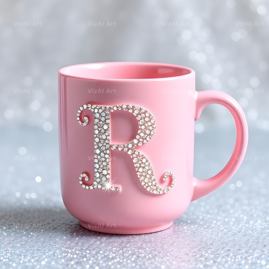 Pink Coffee Mug alphabet letter R