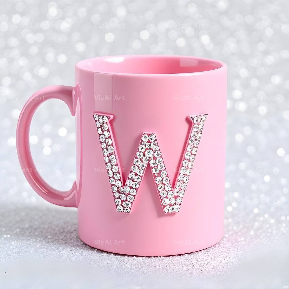 Pink Coffee Mug alphabet letter W