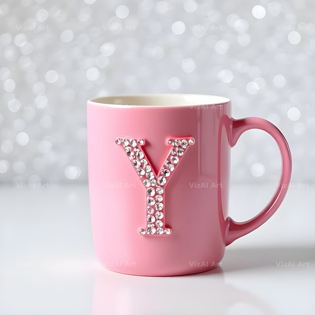 Pink Coffee Mug alphabet letter Y