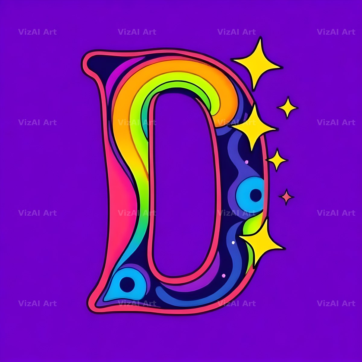 Pop Comic Sparkle alphabet letter D