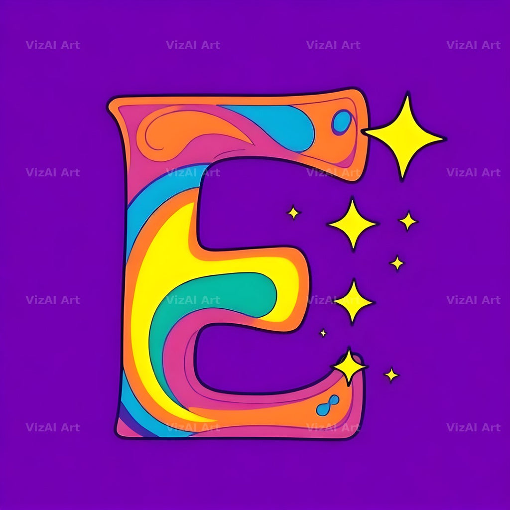 Pop Comic Sparkle alphabet letter E