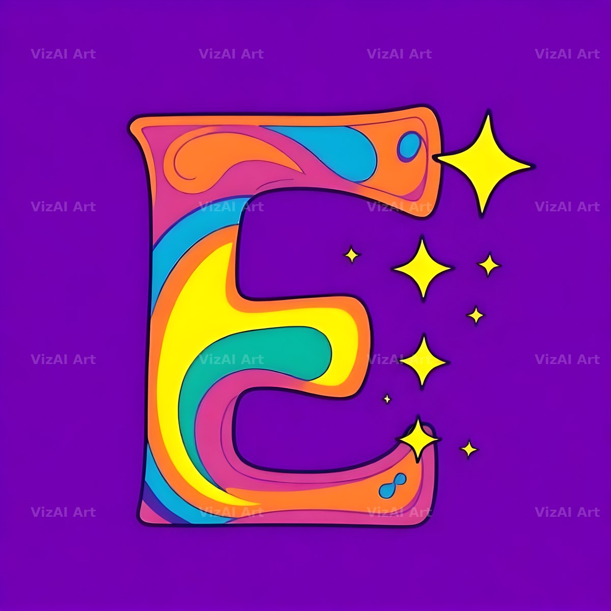 Pop Comic Sparkle alphabet letter E