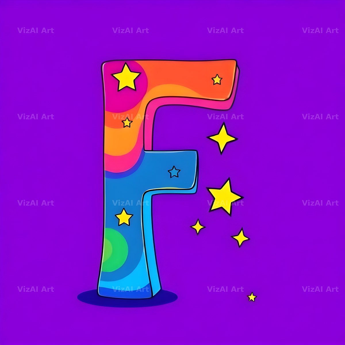 Pop Comic Sparkle alphabet letter F