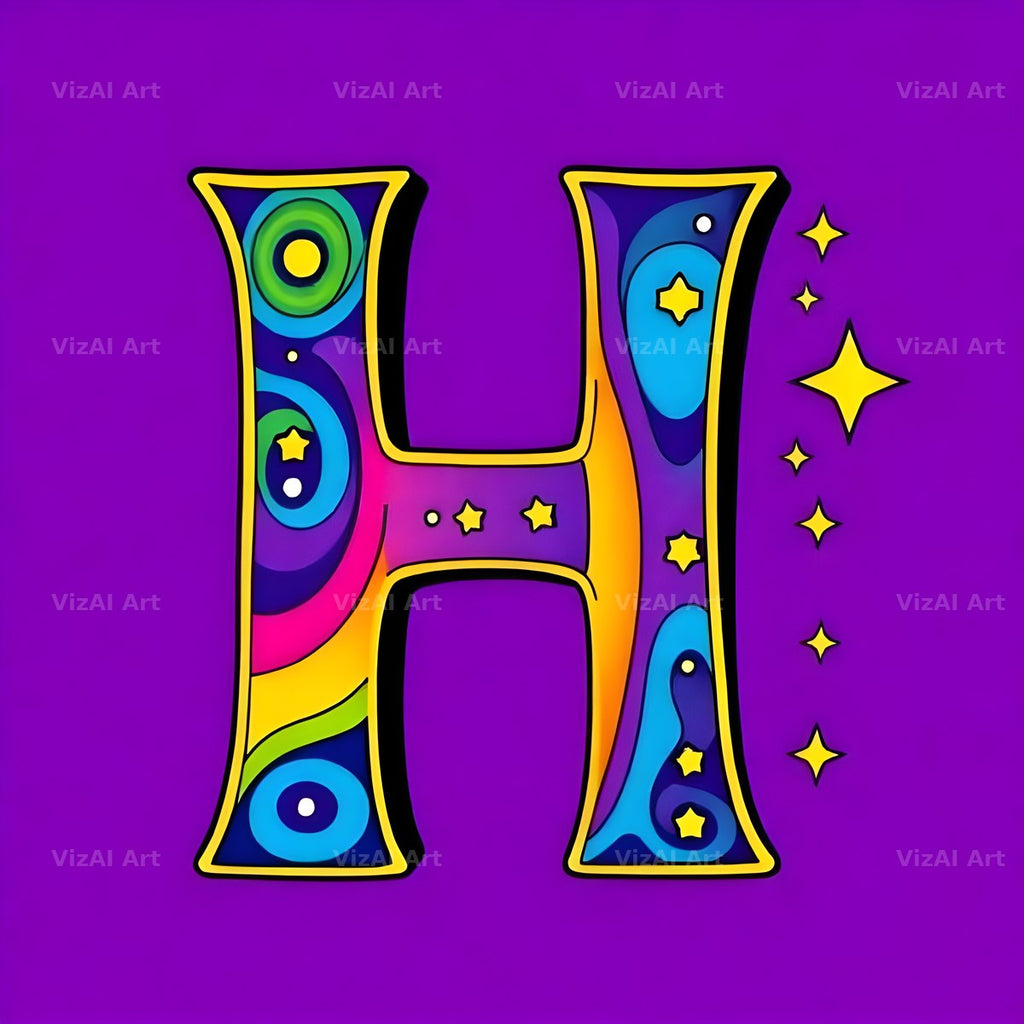 Pop Comic Sparkle alphabet letter H