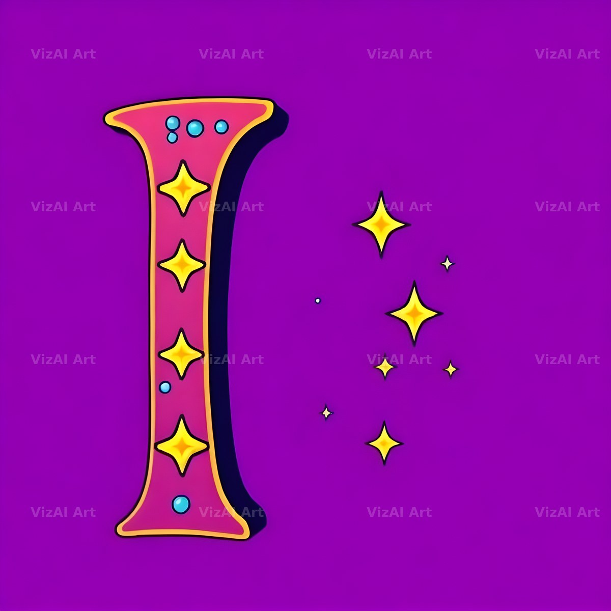 Pop Comic Sparkle alphabet letter I
