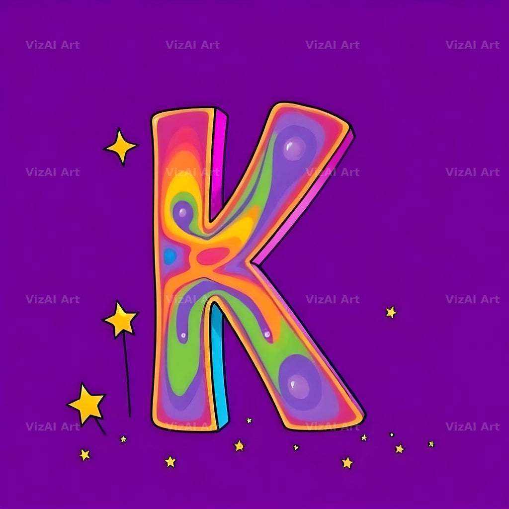 Pop Comic Sparkle alphabet letter K