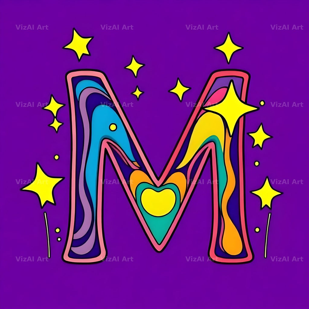 Pop Comic Sparkle alphabet letter M