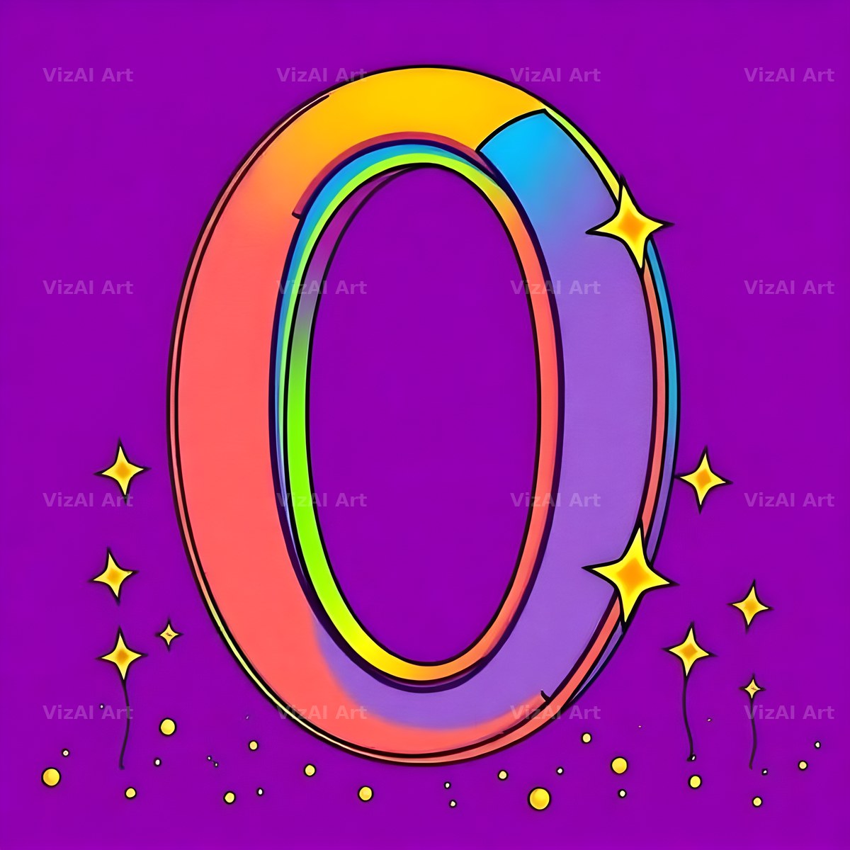 Pop Comic Sparkle alphabet letter O