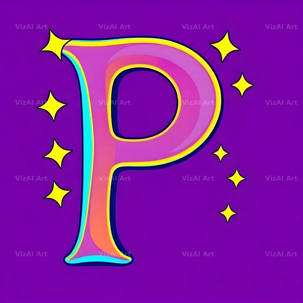 Pop Comic Sparkle alphabet letter P