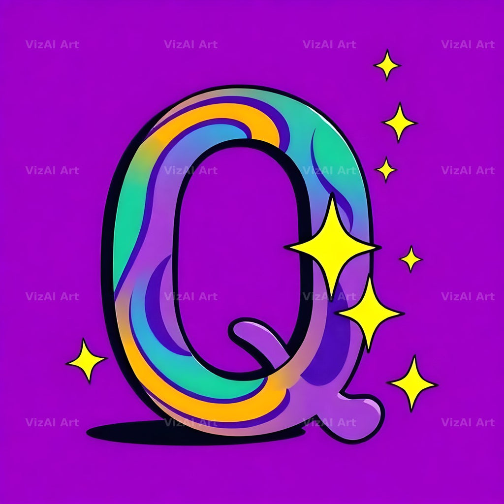 Pop Comic Sparkle alphabet letter Q