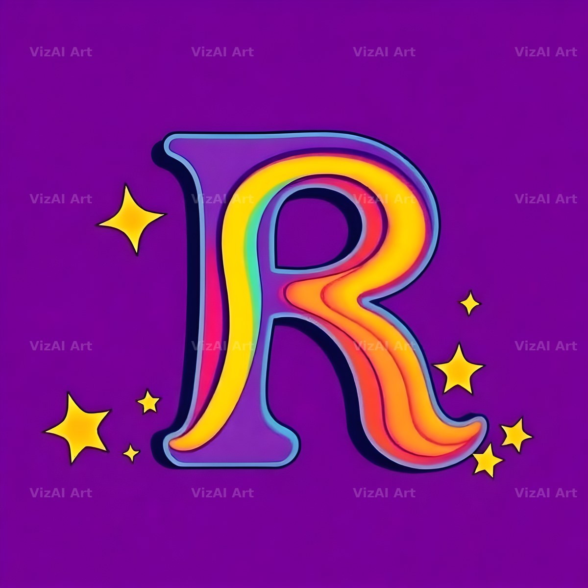 Pop Comic Sparkle alphabet letter R