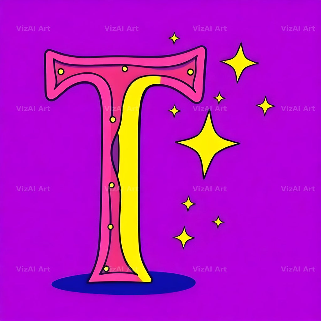 Pop Comic Sparkle alphabet letter T