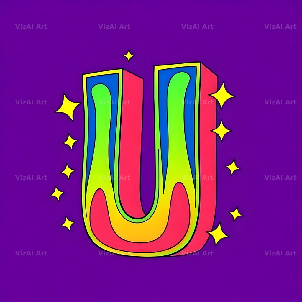 Pop Comic Sparkle alphabet letter U