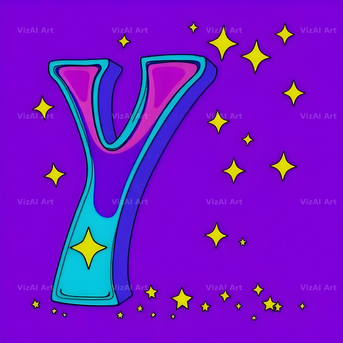 Pop Comic Sparkle alphabet letter Y