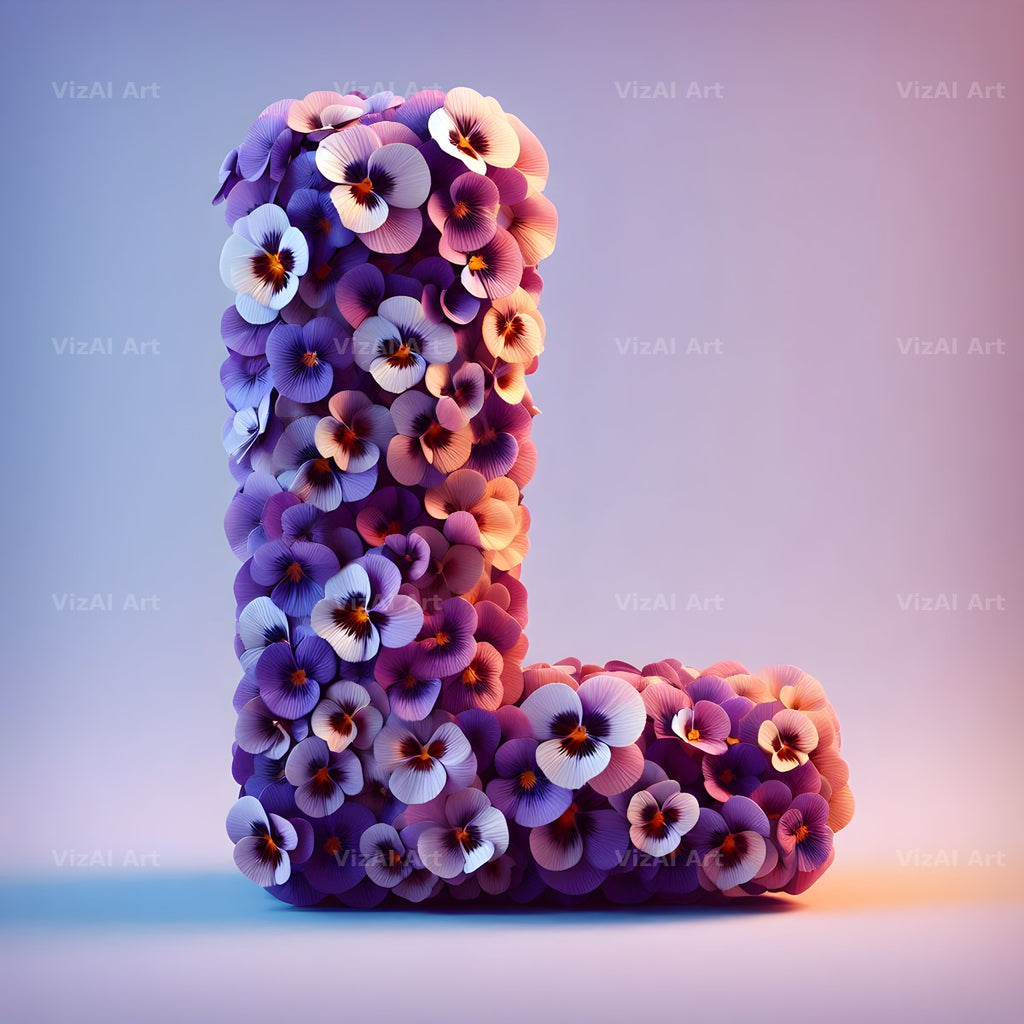 Purple Pansy Bloom alphabet letter L