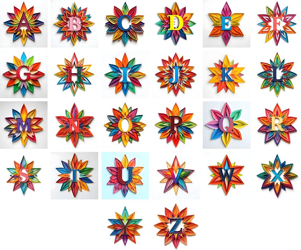 Paper Star Quill alphabet — all 26 letters