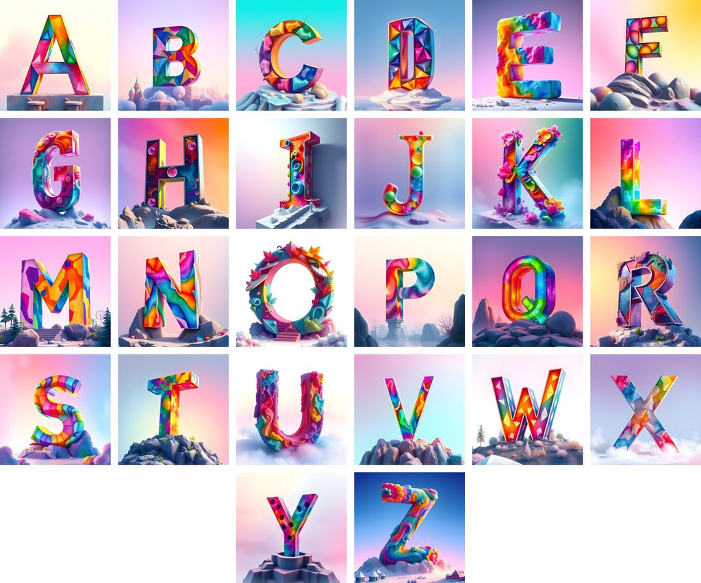 Papercraft Skyline alphabet — all 26 letters