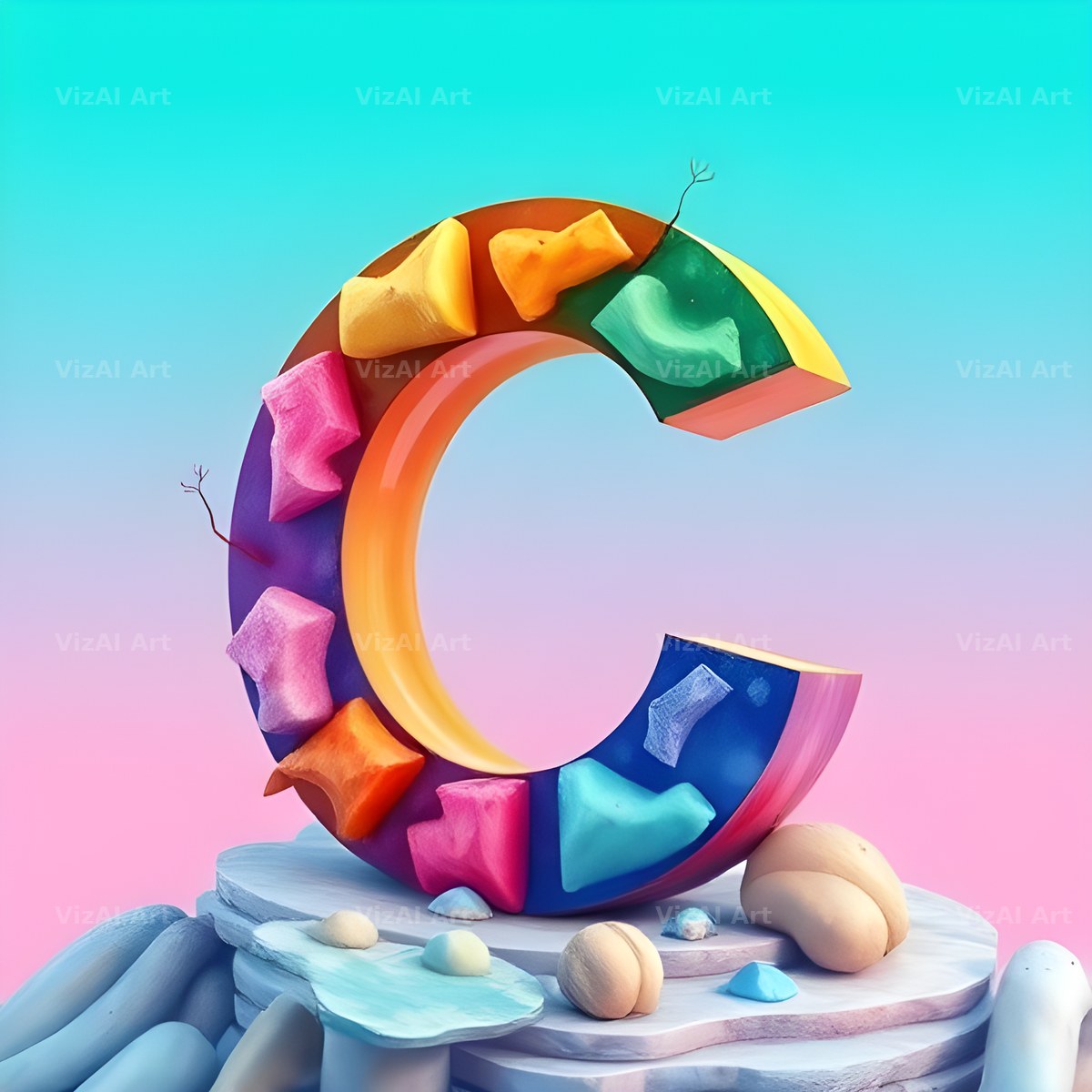Papercraft Skyline alphabet letter C