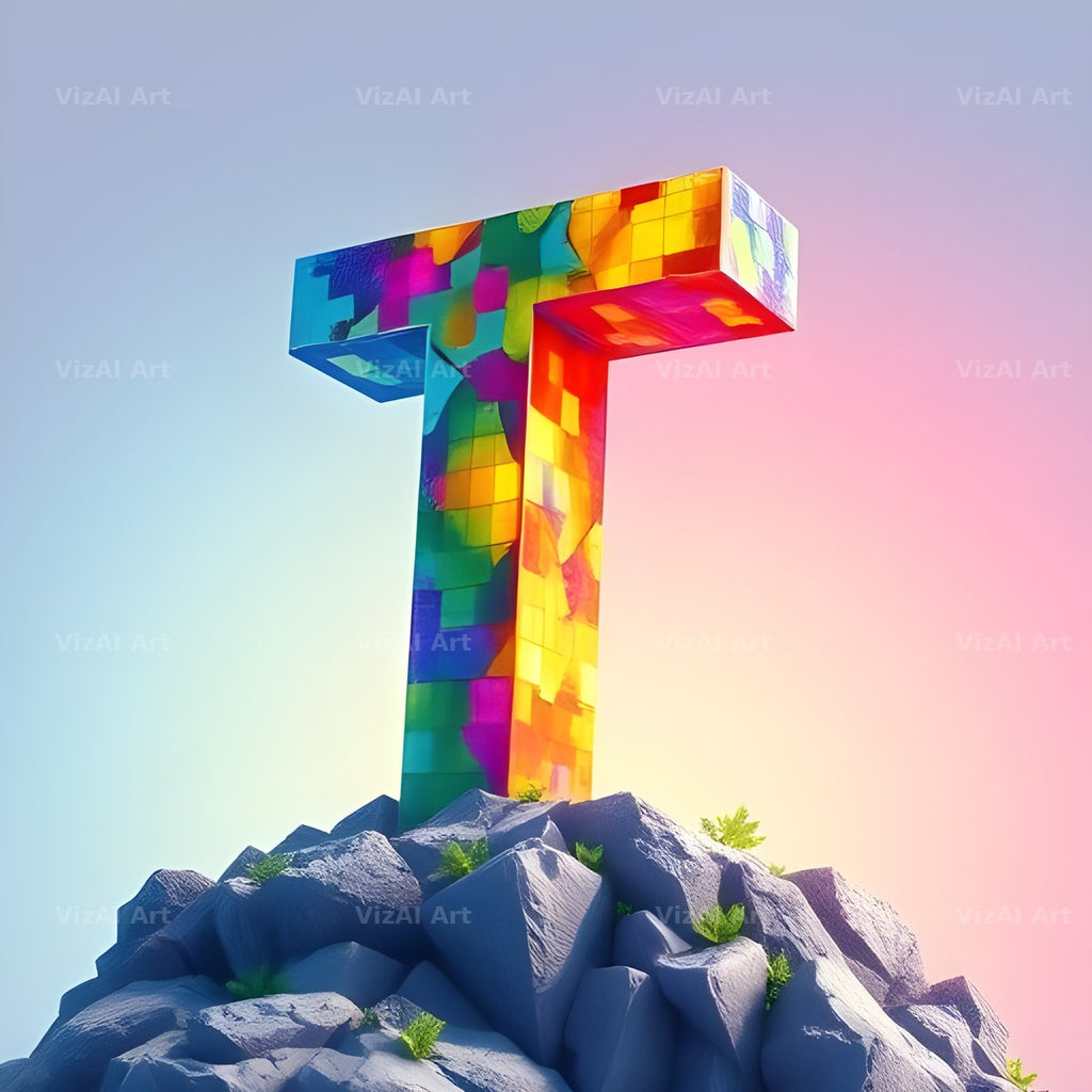 Papercraft Skyline alphabet letter T
