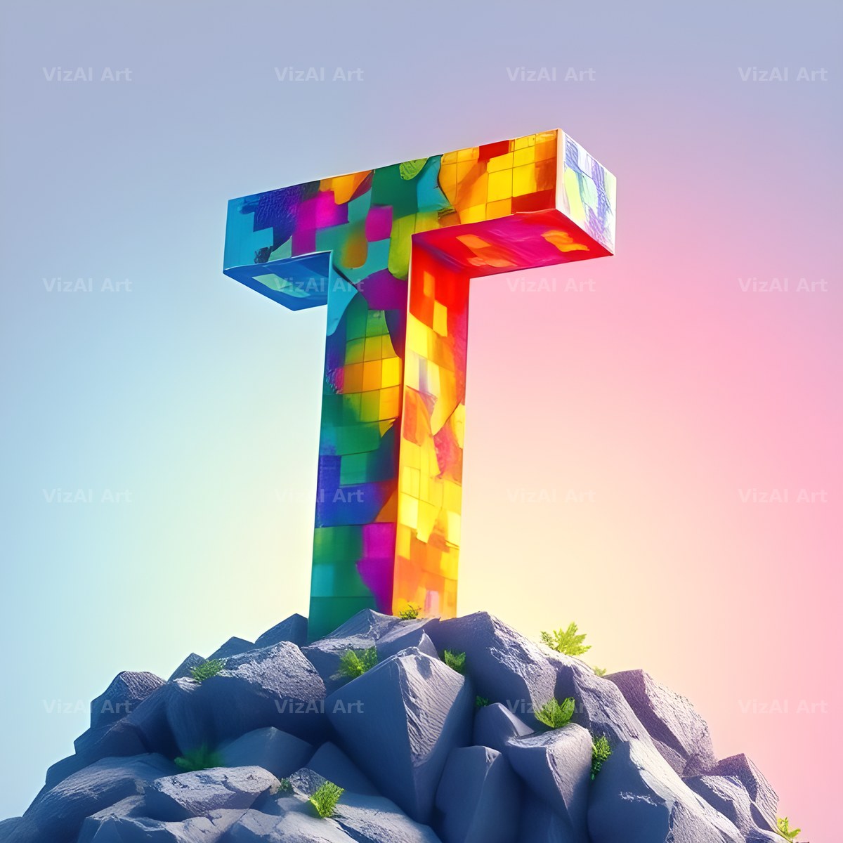 Papercraft Skyline alphabet letter T