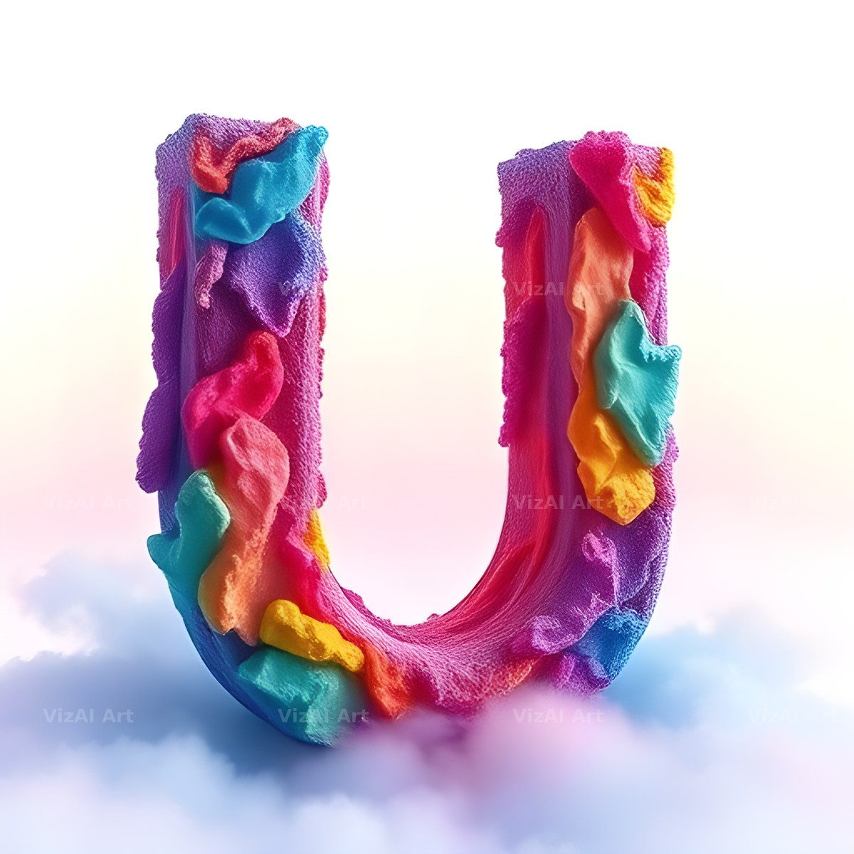 Papercraft Skyline alphabet letter U