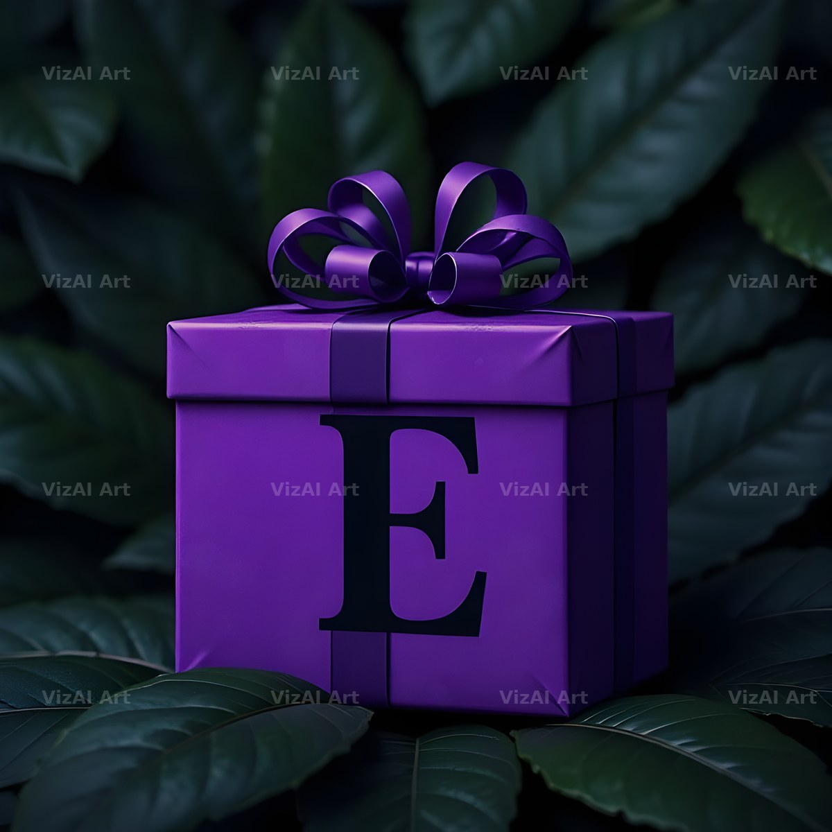 Purple Gift Box alphabet letter E