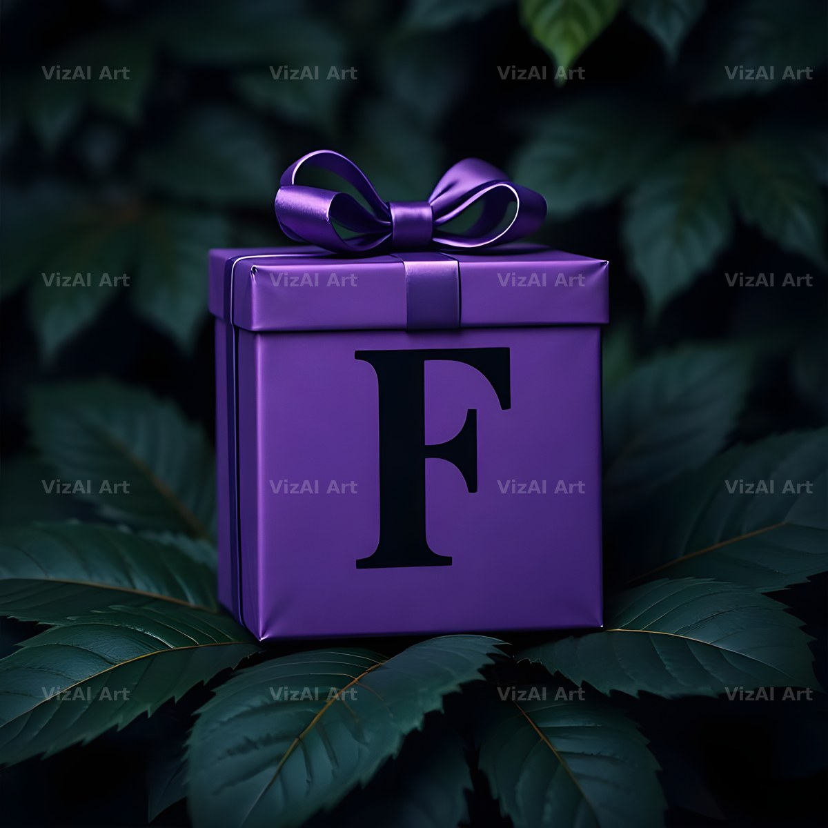 Purple Gift Box alphabet letter F