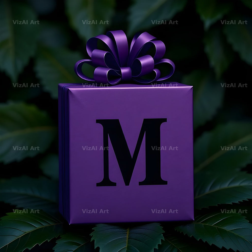 Purple Gift Box alphabet letter M