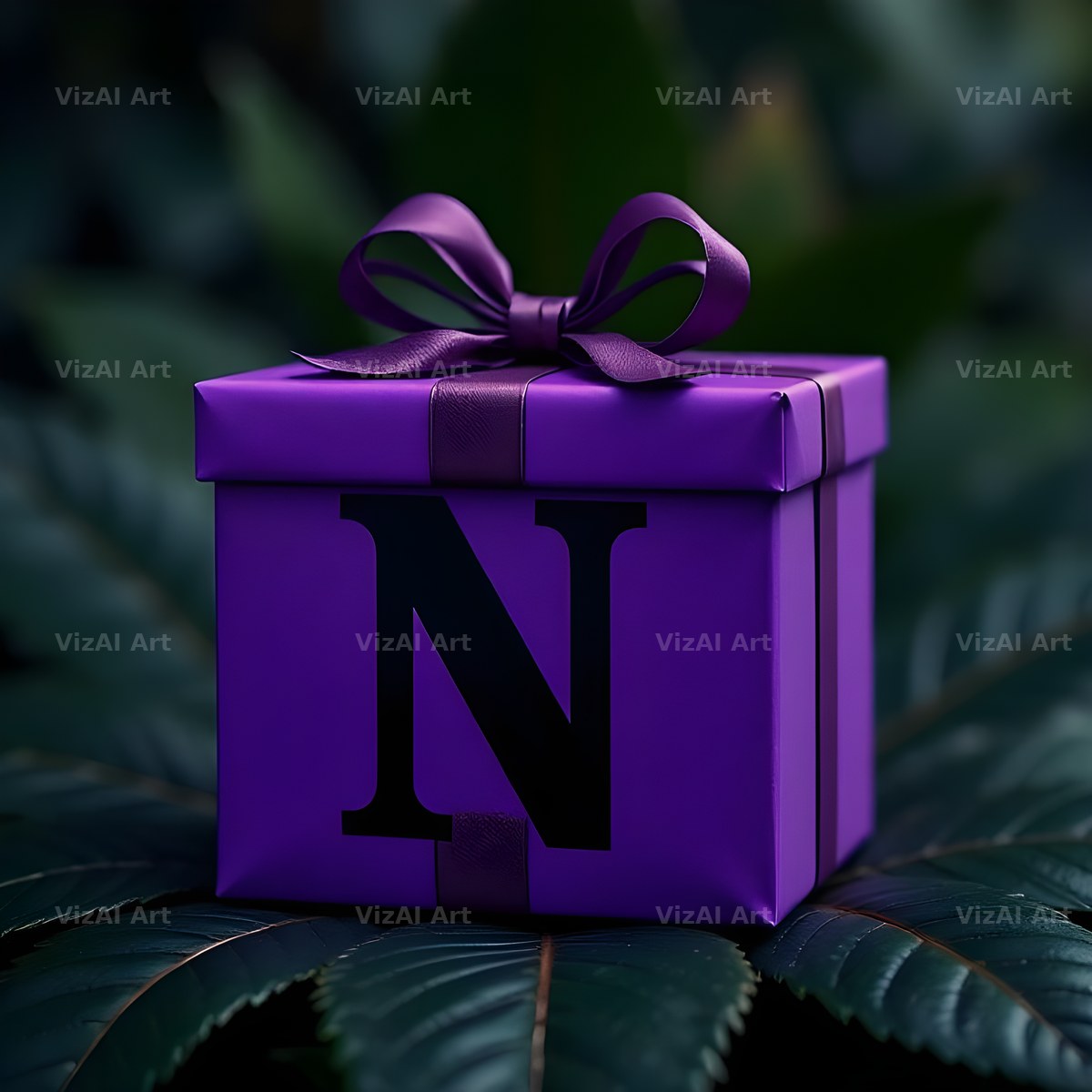 Purple Gift Box alphabet letter N