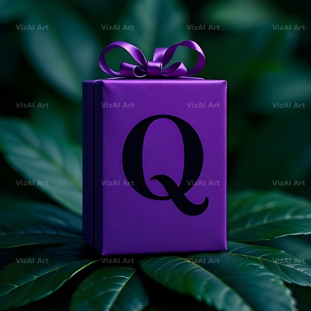 Purple Gift Box alphabet letter Q