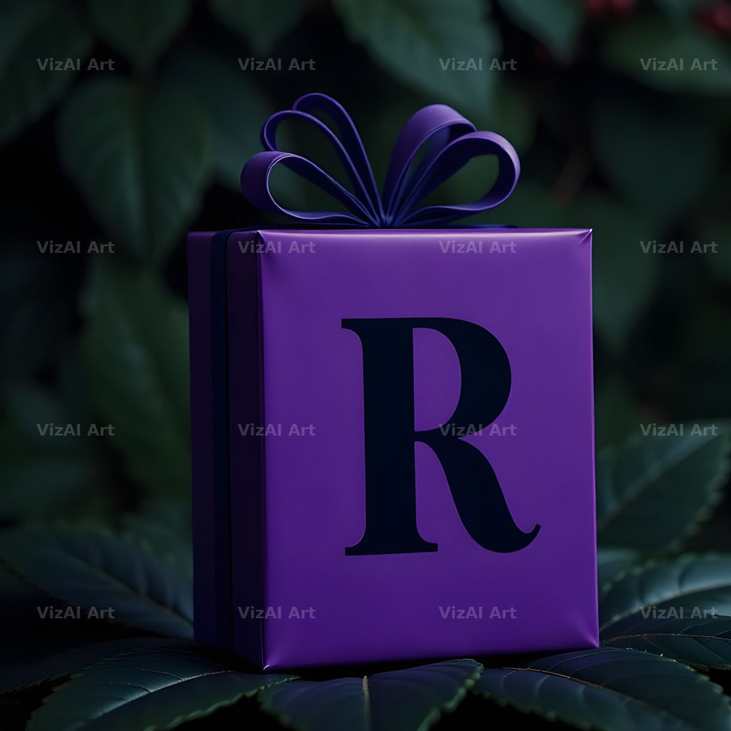 Purple Gift Box alphabet letter R