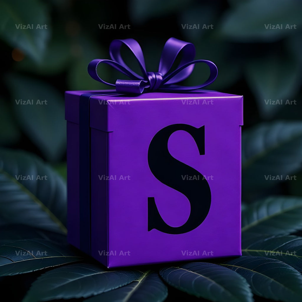 Purple Gift Box alphabet letter S