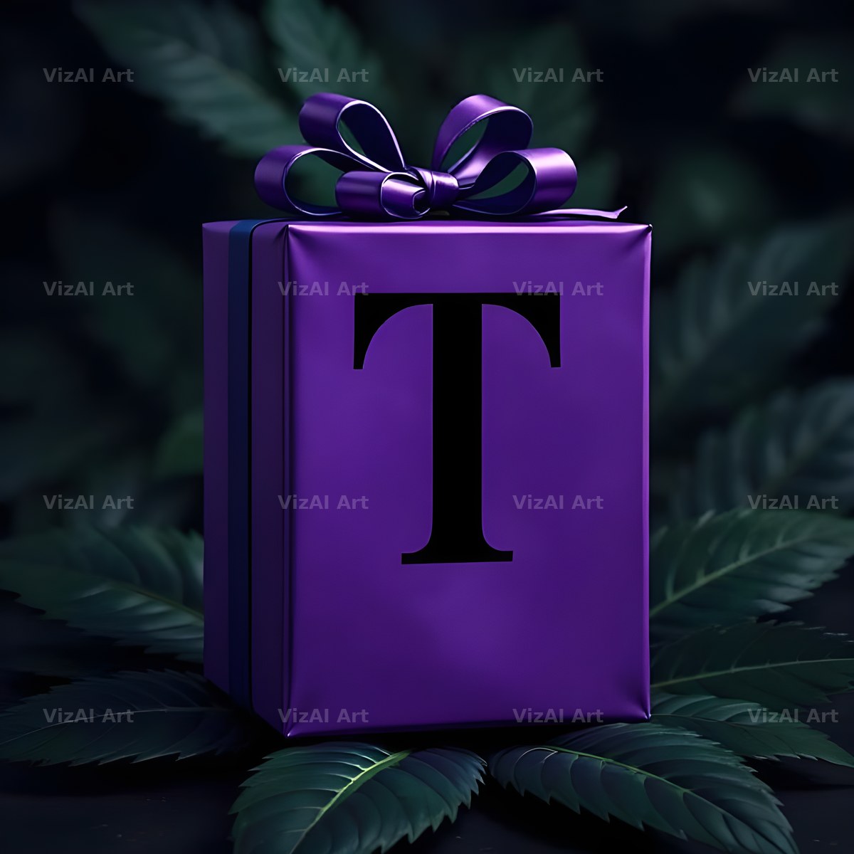 Purple Gift Box alphabet letter T