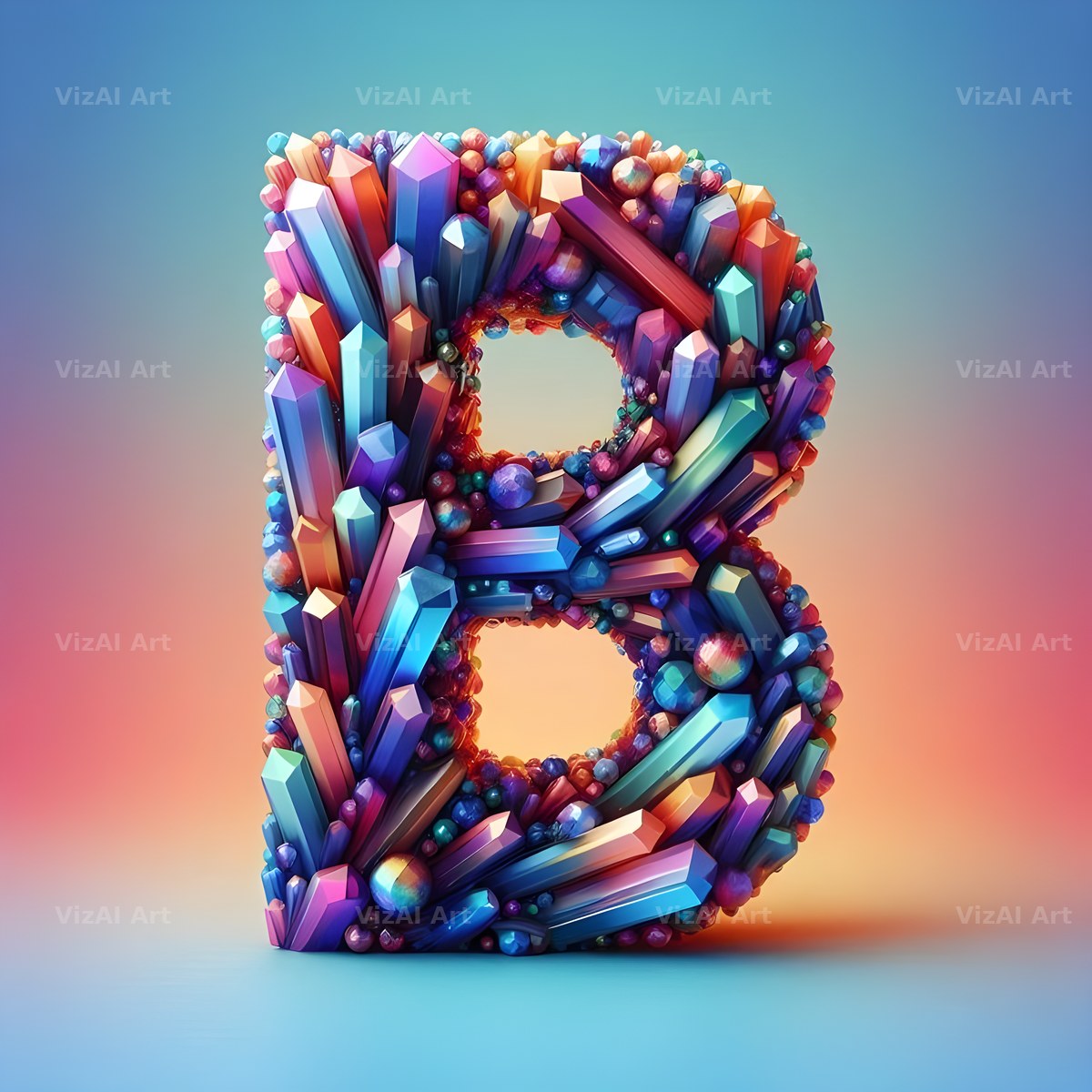 Rainbow Crystal Bead alphabet letter B