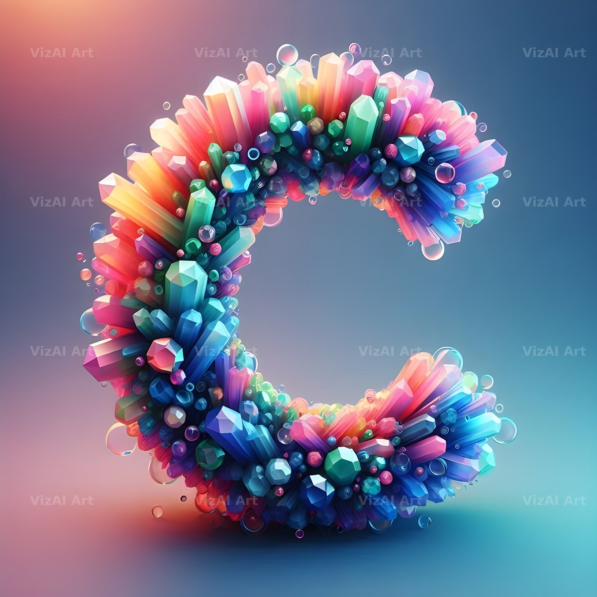 Rainbow Crystal Bead alphabet letter C