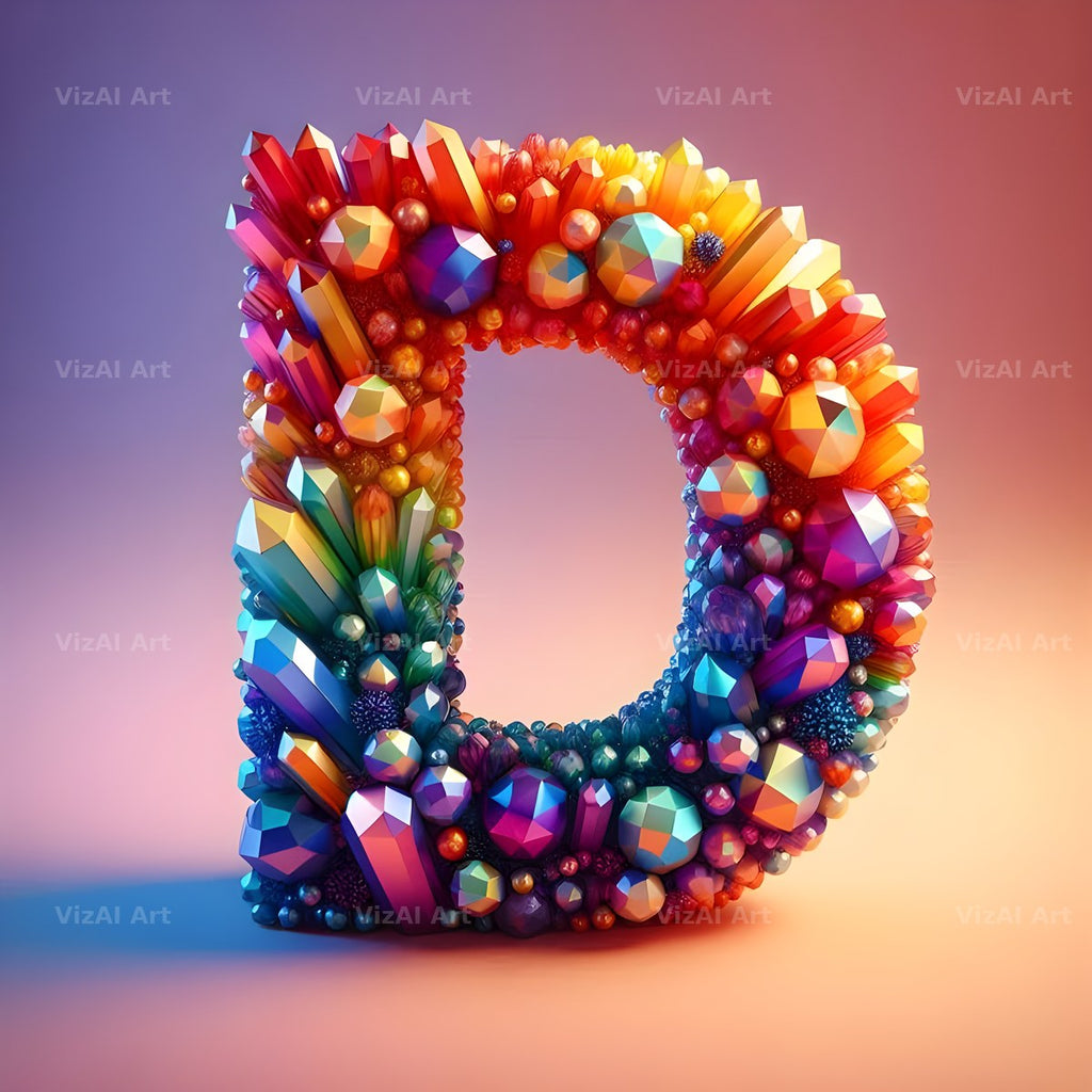 Rainbow Crystal Bead alphabet letter D