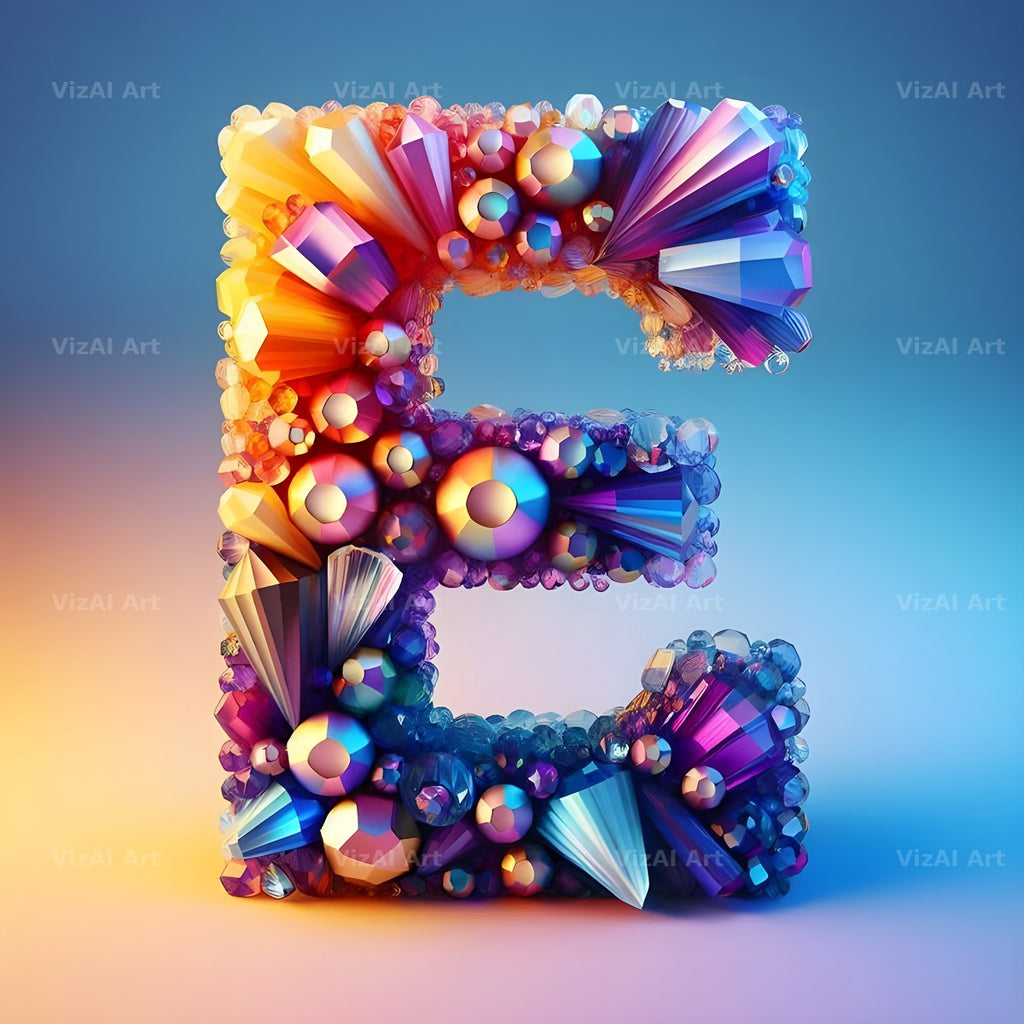 Rainbow Crystal Bead alphabet letter E
