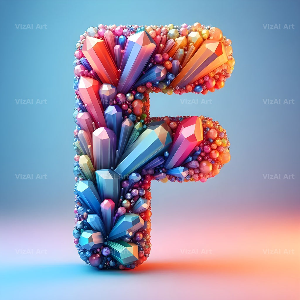 Rainbow Crystal Bead alphabet letter F