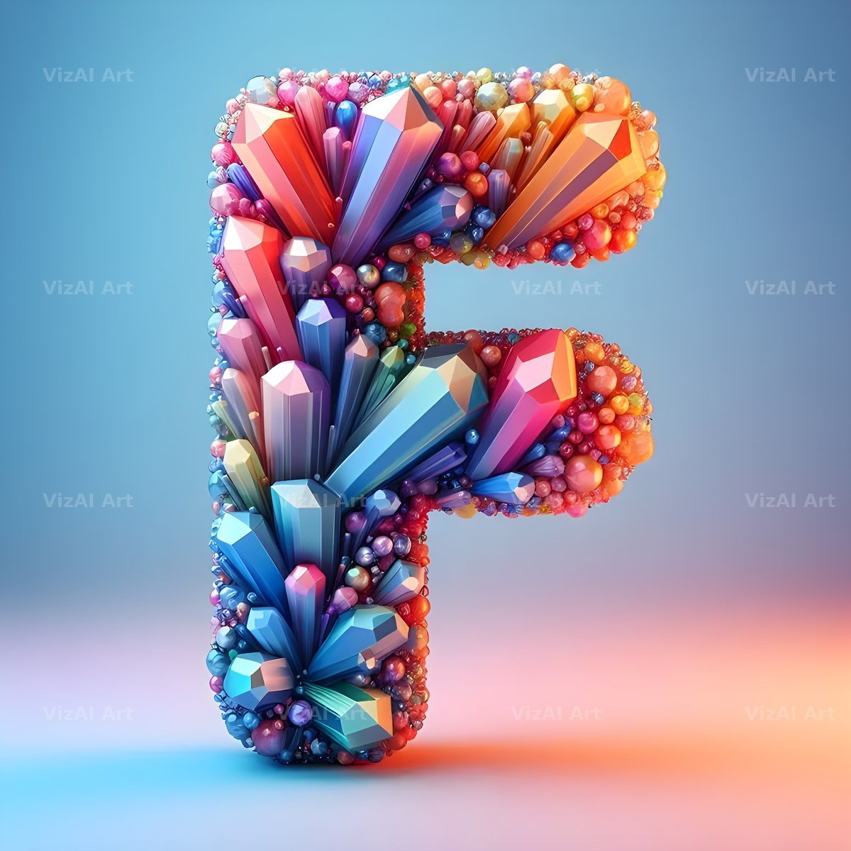 Rainbow Crystal Bead alphabet letter F
