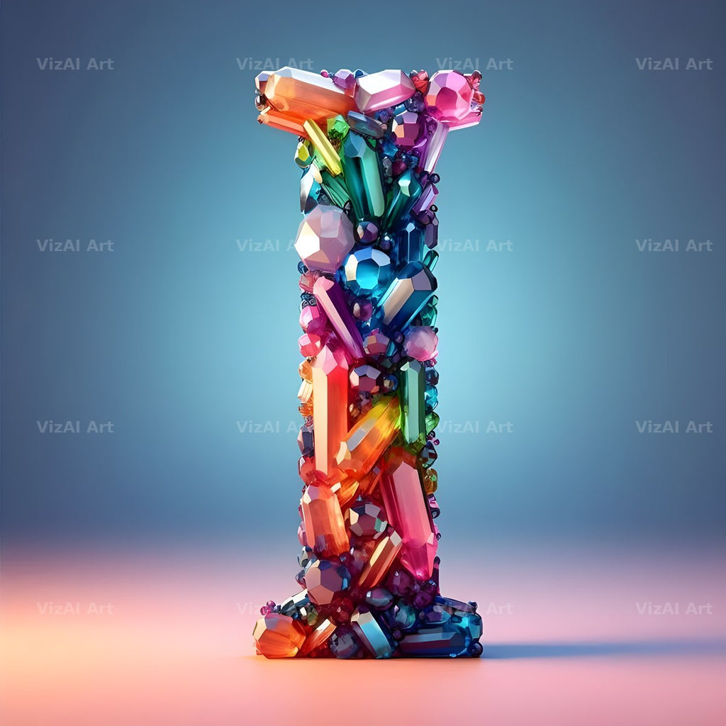 Rainbow Crystal Bead alphabet letter I
