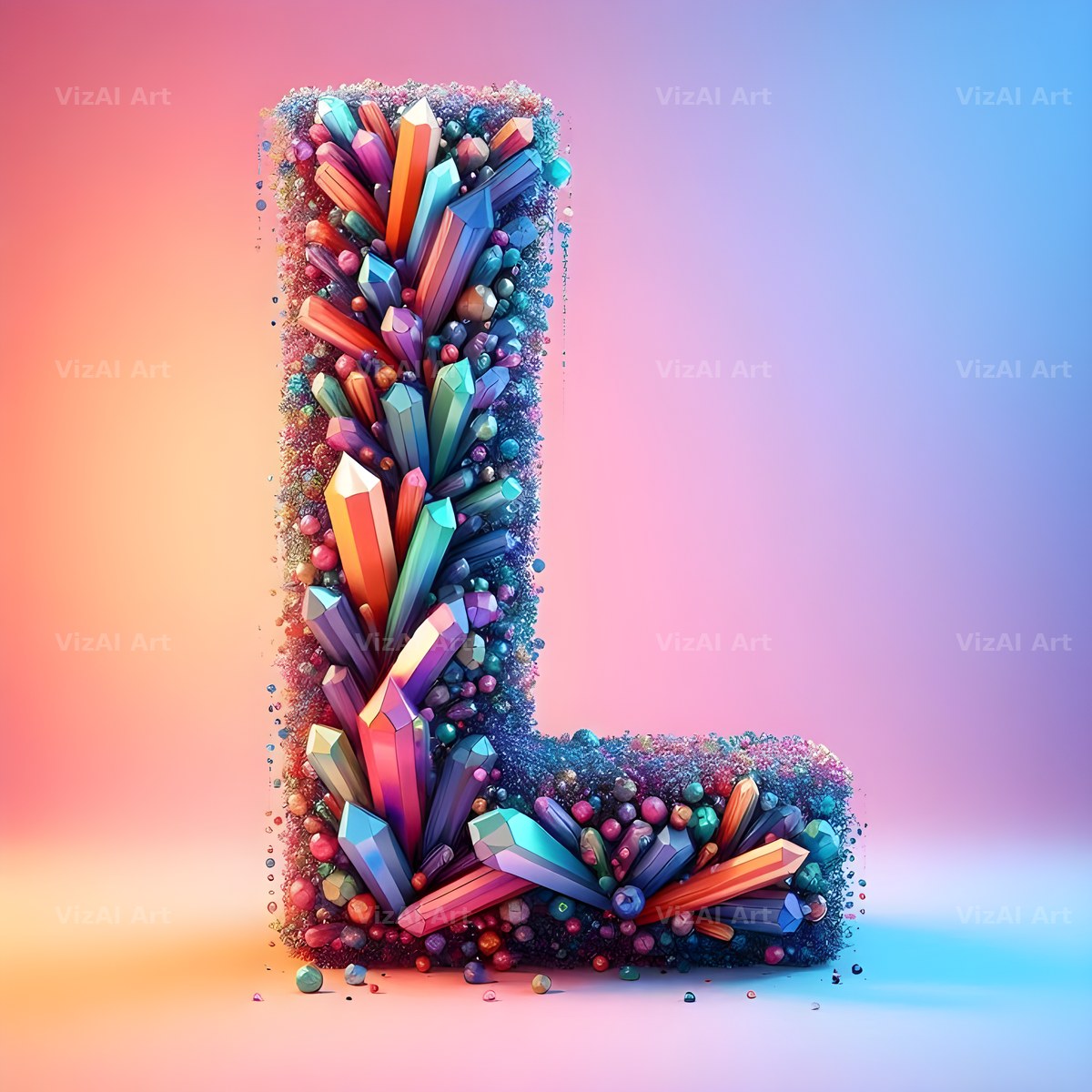 Rainbow Crystal Bead alphabet letter L