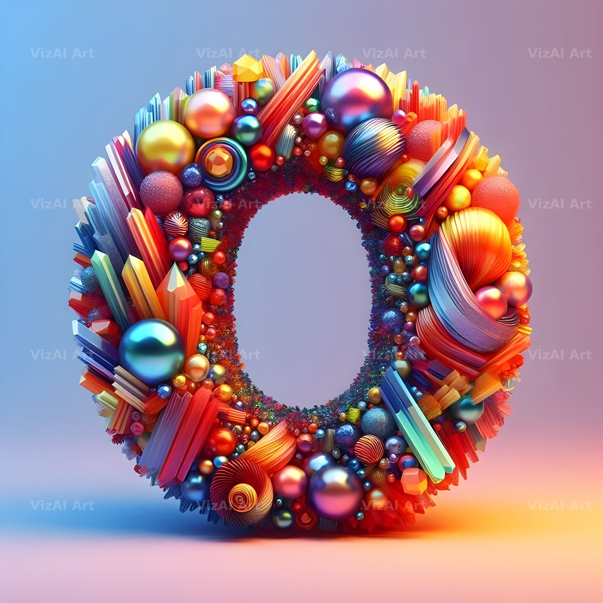 Rainbow Crystal Bead alphabet letter O
